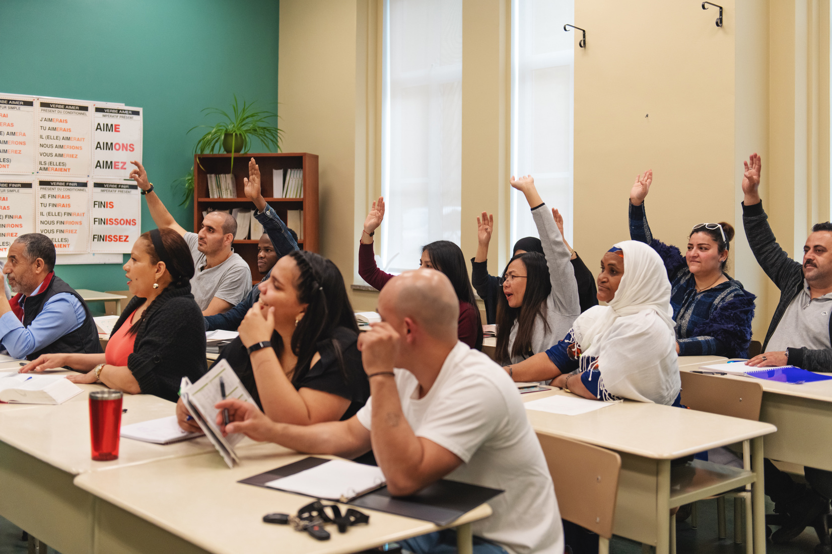Multi-ethnic adults education classroom