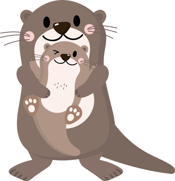 Otter Mom and Baby Illustration